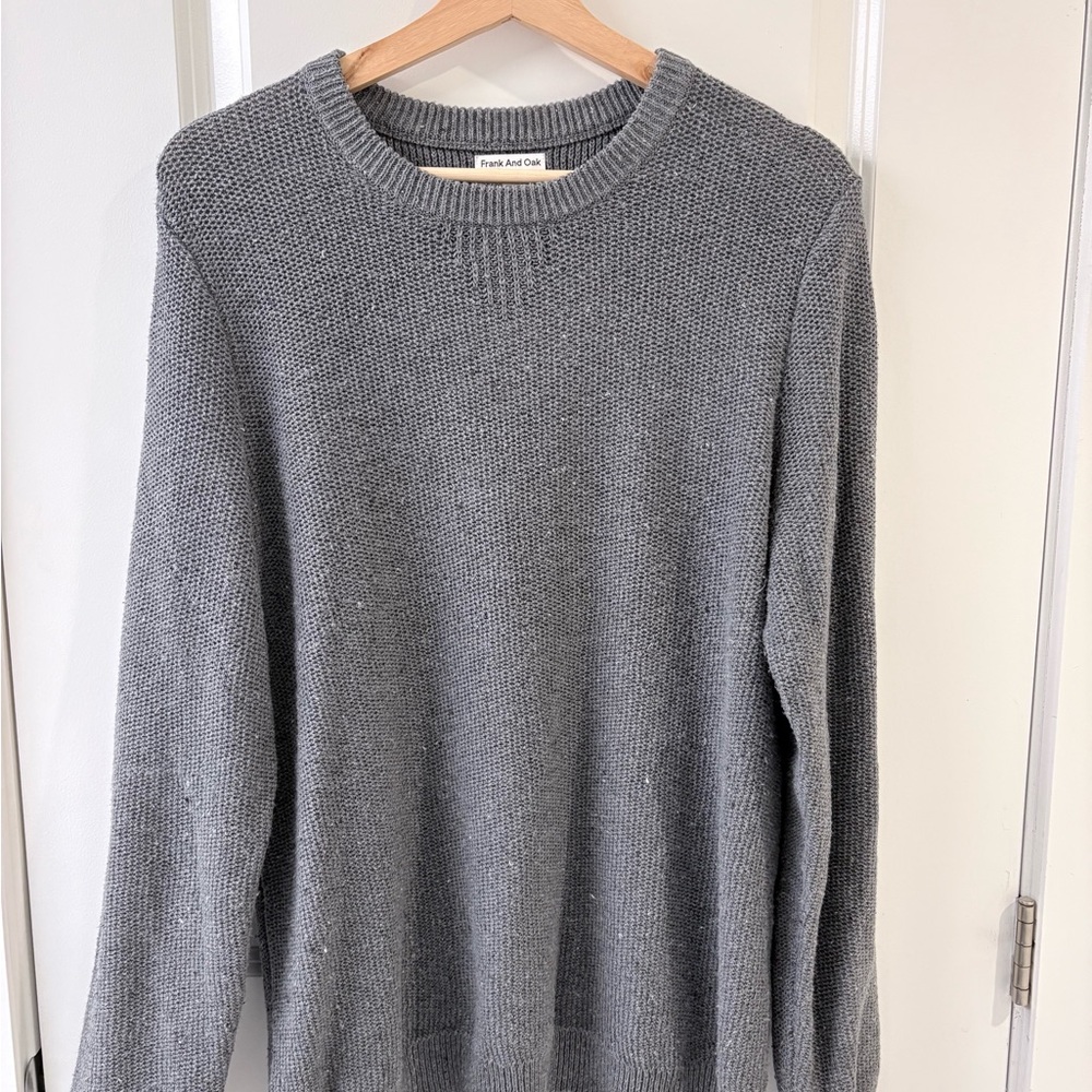 Frank & Oak Men's Gray Textured Crewneck Sweater